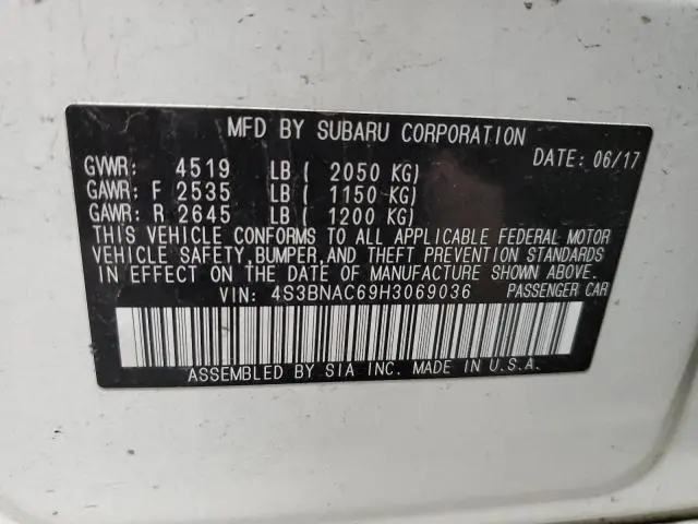 2017 SUBARU LEGACY 2.5I PREMIUM  