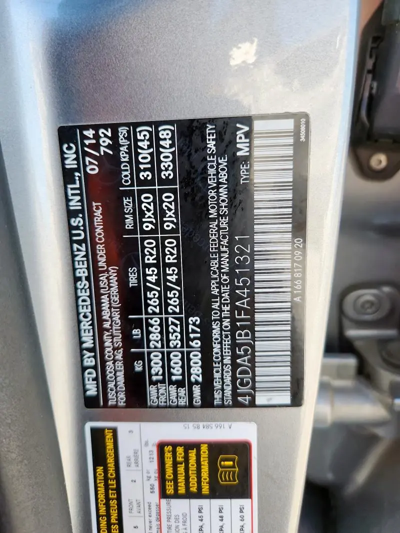 2015 MERCEDES-BENZ ML 350  