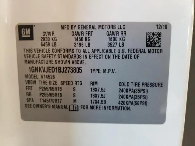 2011 CHEVROLET TRAVERSE LT  
