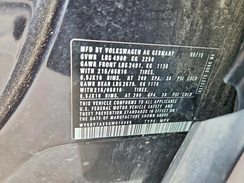 2016 VOLKSWAGEN TIGUAN S  