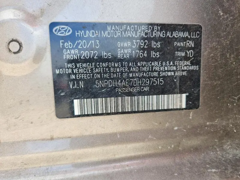 2013 HYUNDAI ELANTRA GLS  