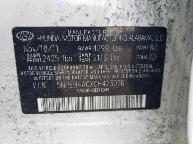 2012 HYUNDAI SONATA GLS  