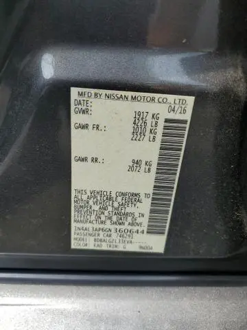 2016 NISSAN ALTIMA 2.5  