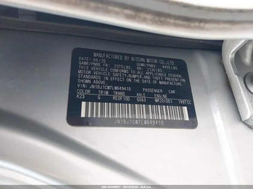 2020 NISSAN ROGUE SPORT S AWD XTRONIC CVT