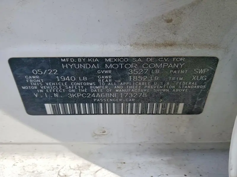 2022 HYUNDAI ACCENT SEL  
