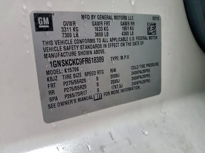 2015 CHEVROLET TAHOE K1500 LTZ  