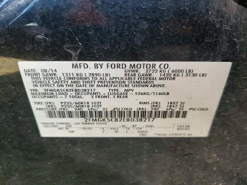 2014 FORD FLEX SEL  