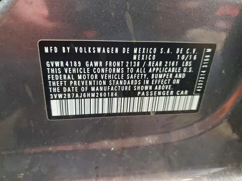 2017 VOLKSWAGEN JETTA S  