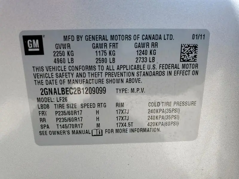 2011 CHEVROLET EQUINOX LS  