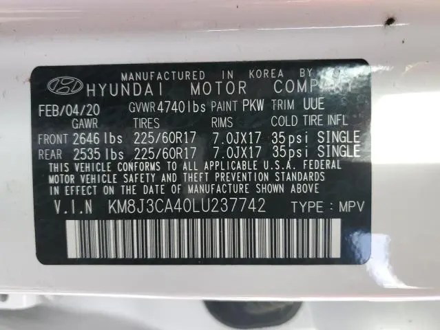 2020 HYUNDAI TUCSON LIMITED  