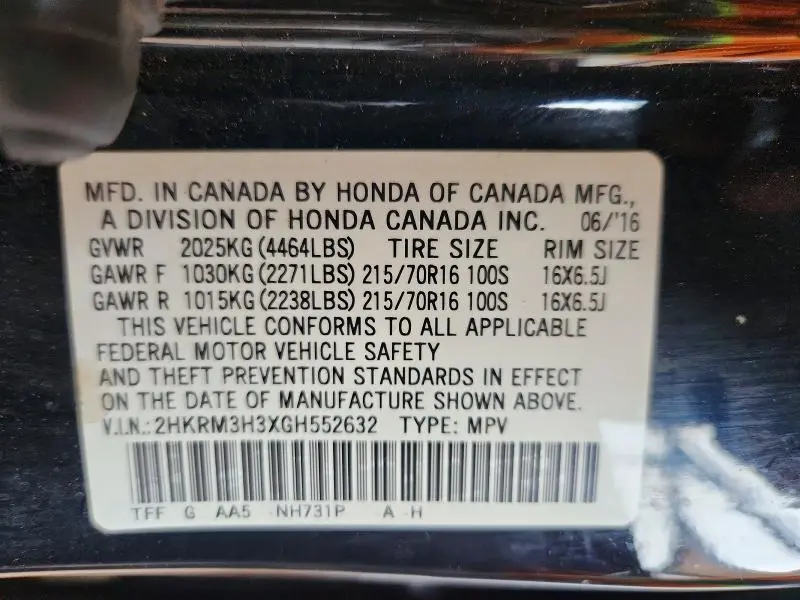 2016 HONDA CR-V LX  