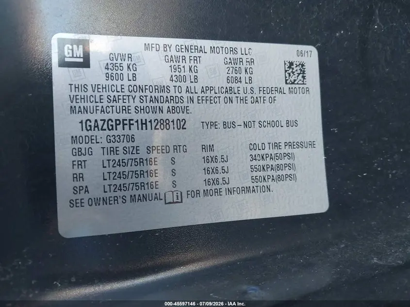 2017 CHEVROLET EXPRESS 3500 LT
