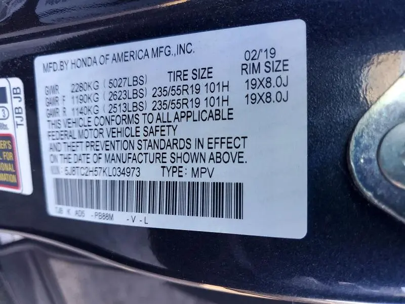 2019 ACURA RDX TECHNOLOGY  