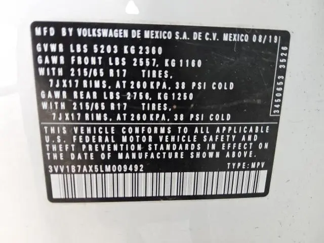 2020 VOLKSWAGEN TIGUAN S