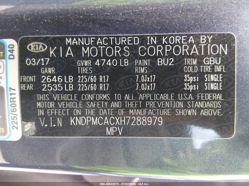 2017 KIA SPORTAGE LX