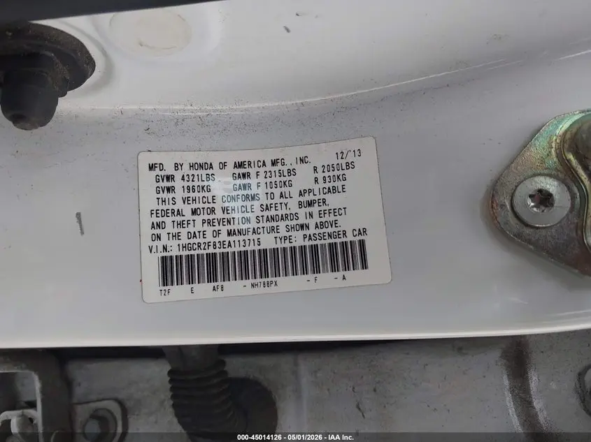2014 HONDA ACCORD EX-L