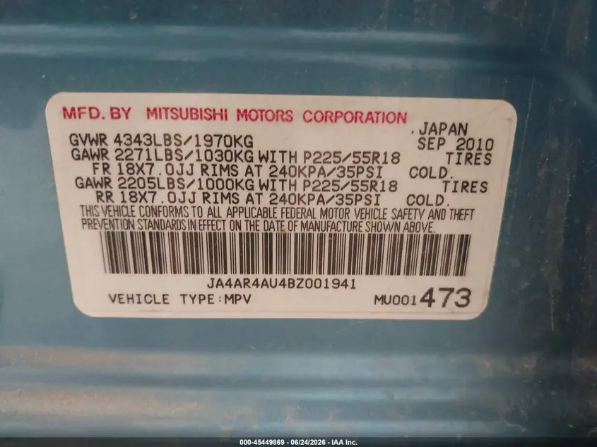 2011 MITSUBISHI OUTLANDER SPORT SE