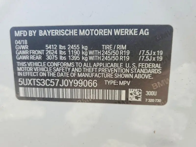 2018 BMW X3 XDRIVEM40I  