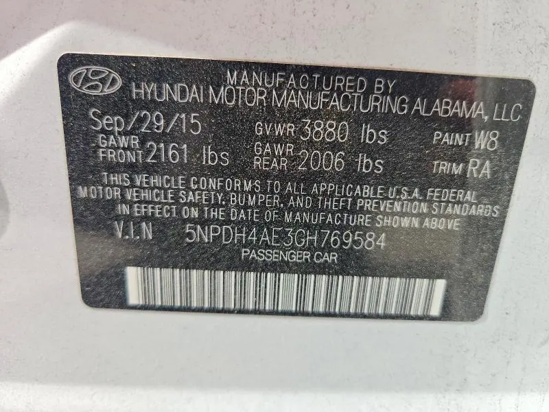 2016 HYUNDAI ELANTRA SE  