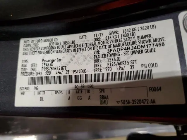 2013 FORD FIESTA SE  
