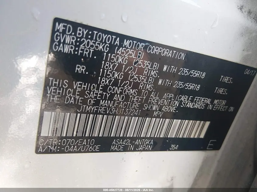2017 TOYOTA RAV4 LIMITED