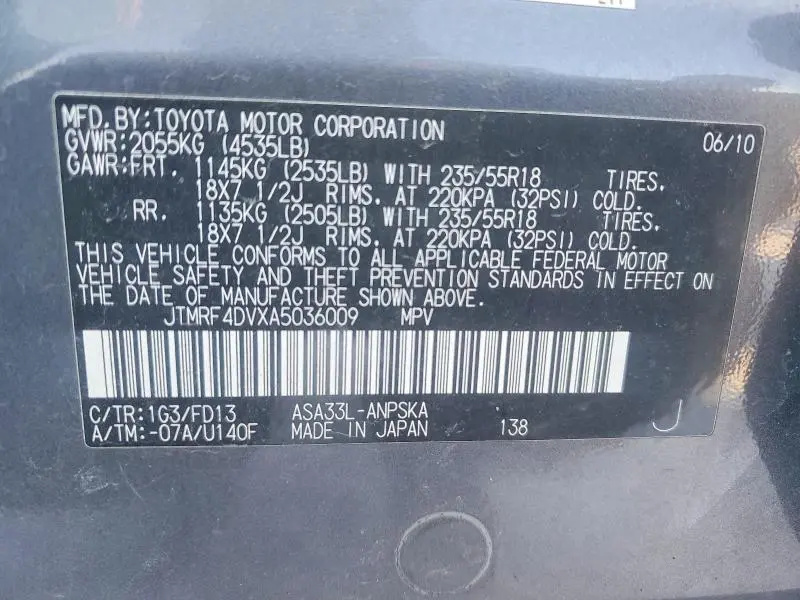 2010 TOYOTA RAV4 SPORT  