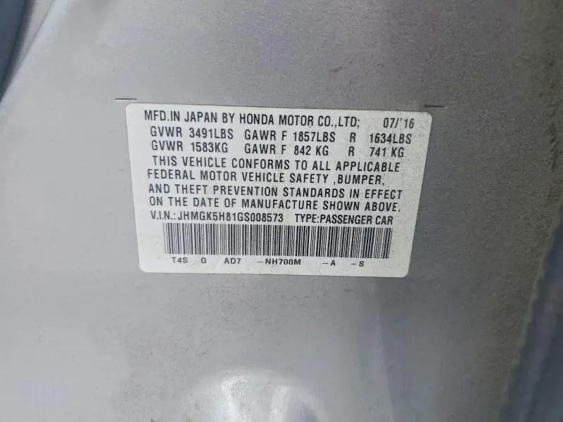 2016 HONDA FIT EX  