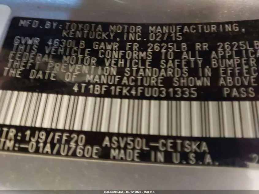 2015 TOYOTA CAMRY SE