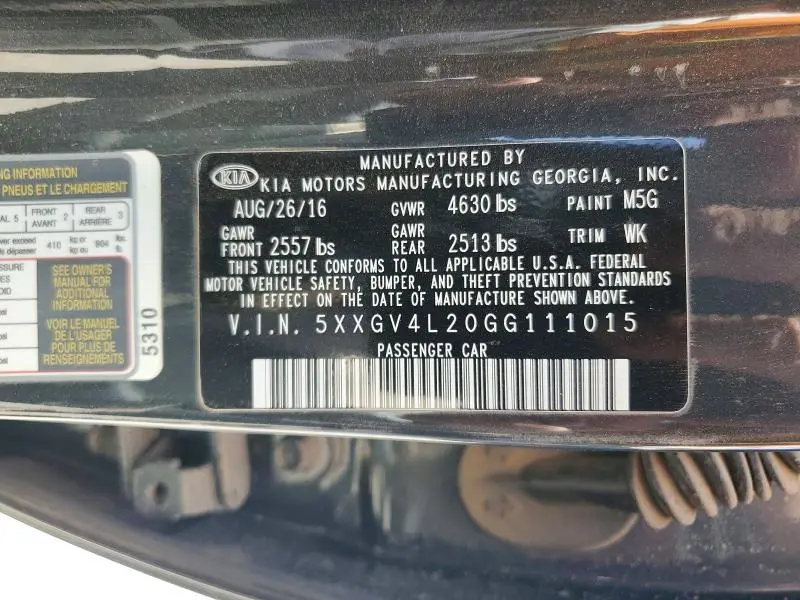 2016 KIA OPTIMA SXL  