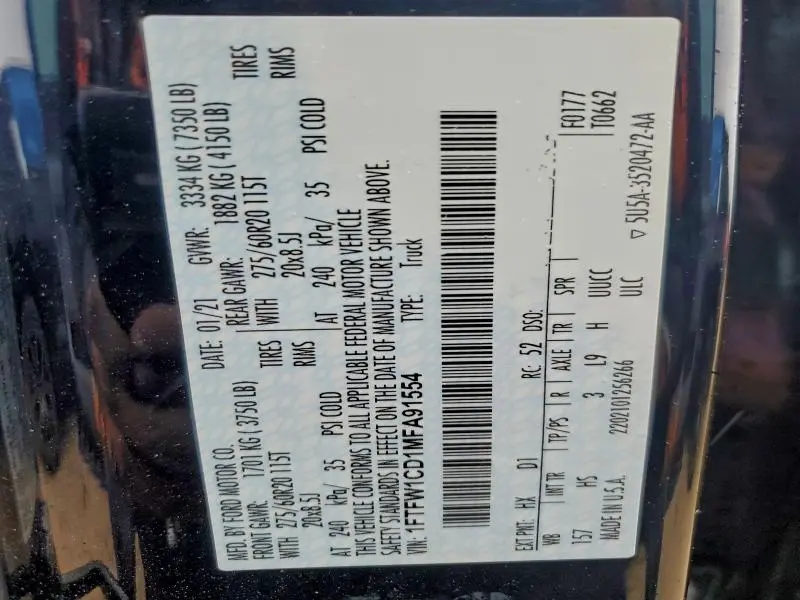 2021 FORD F150 SUPERCREW  