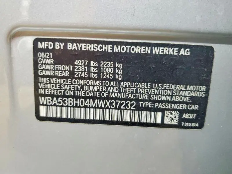 2021 BMW 530 I  