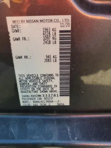 2021 NISSAN ALTIMA SV