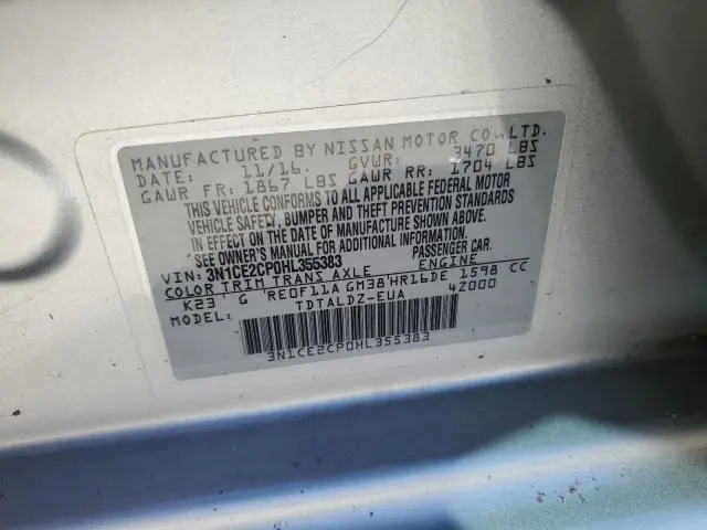 2017 NISSAN VERSA NOTE S  