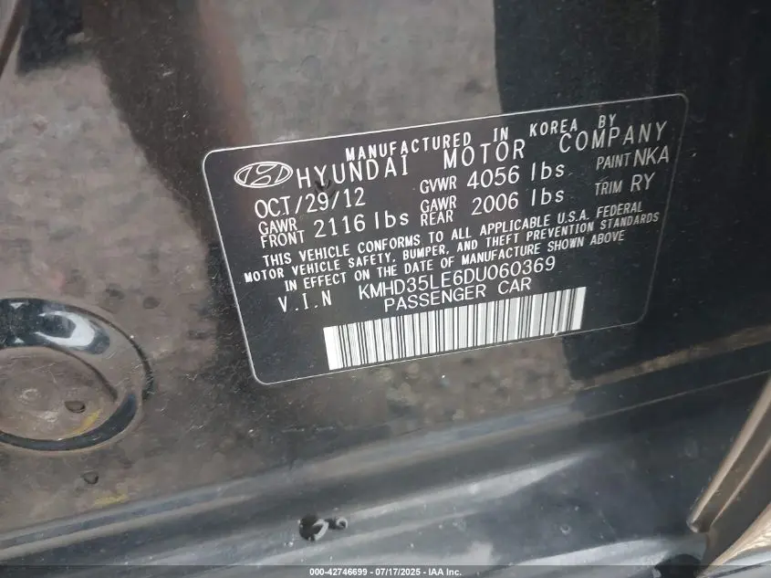 2013 HYUNDAI ELANTRA GT BASE W/BLUE