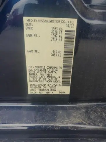 2022 NISSAN ALTIMA SR  