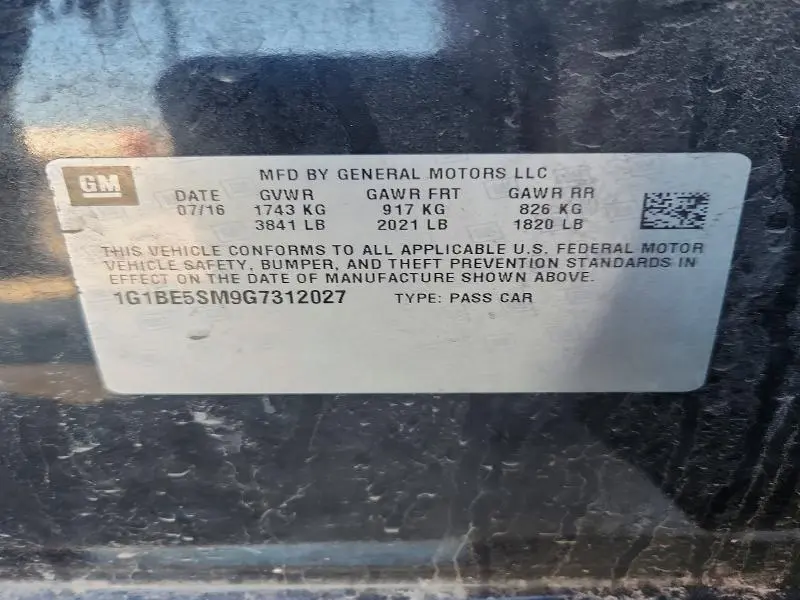 2016 CHEVROLET CRUZE LT  