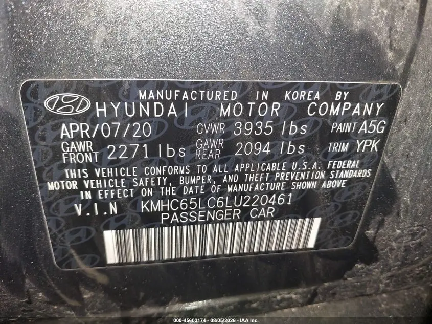 2020 HYUNDAI IONIQ HYBRID BLUE