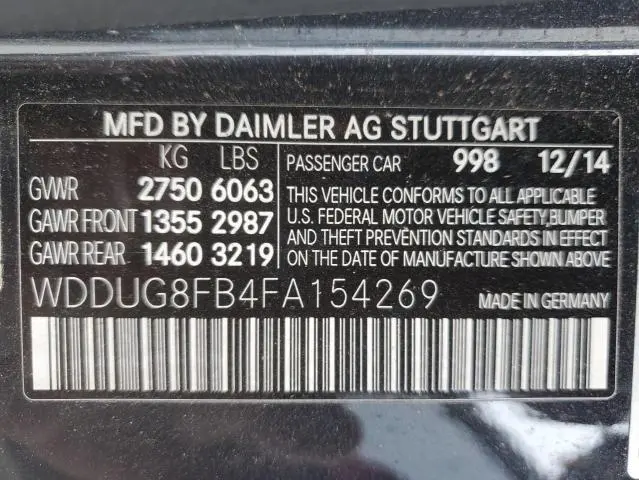 2015 MERCEDES-BENZ S 550 4MATIC  