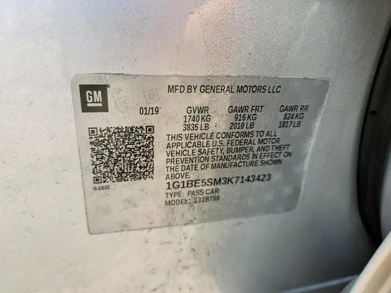 2019 CHEVROLET CRUZE LT  
