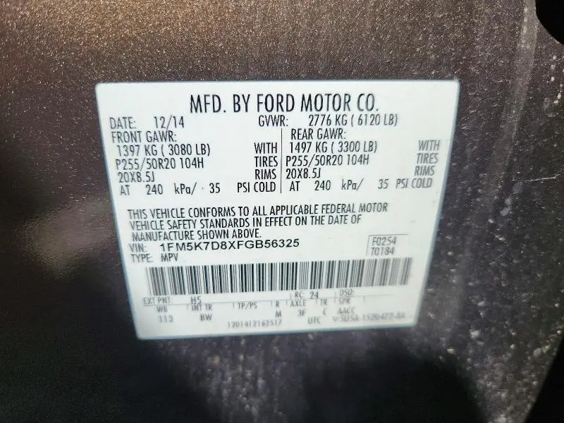 2015 FORD EXPLORER XLT  