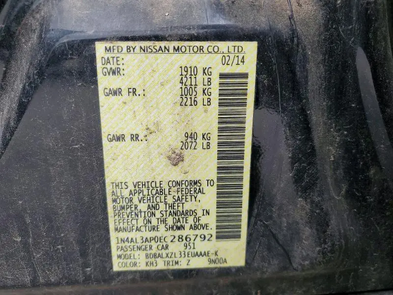 2014 NISSAN ALTIMA 2.5 SL  