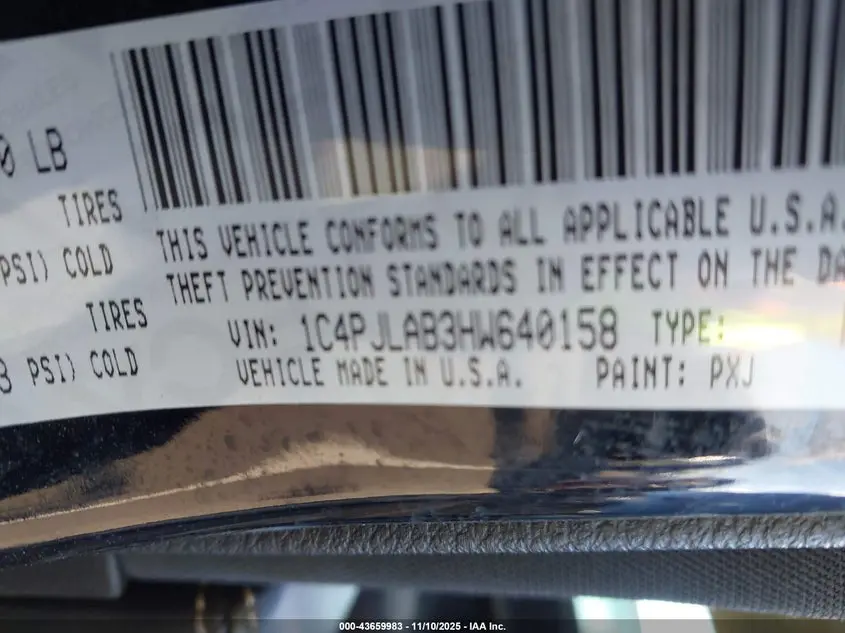 2017 JEEP CHEROKEE SPORT FWD