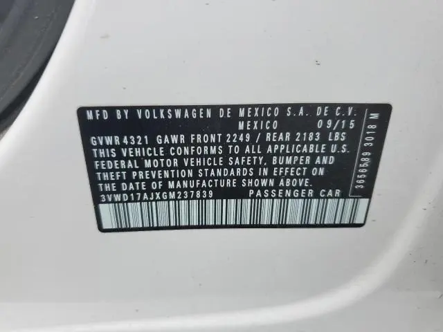2016 VOLKSWAGEN JETTA SPORT  