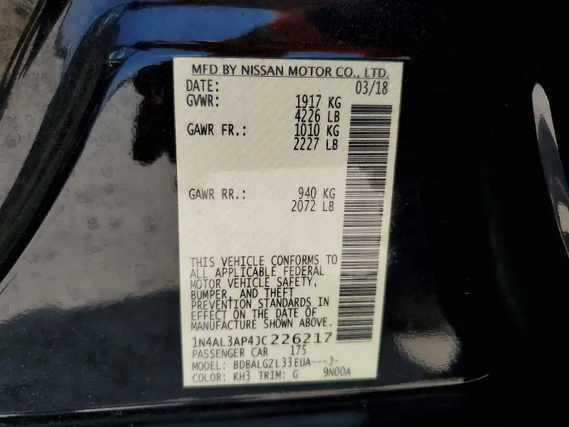 2018 NISSAN ALTIMA 2.5 S  