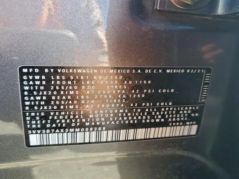 2021 VOLKSWAGEN TIGUAN SE  