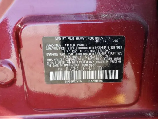 2017 SUBARU CROSSTREK LIMITED  