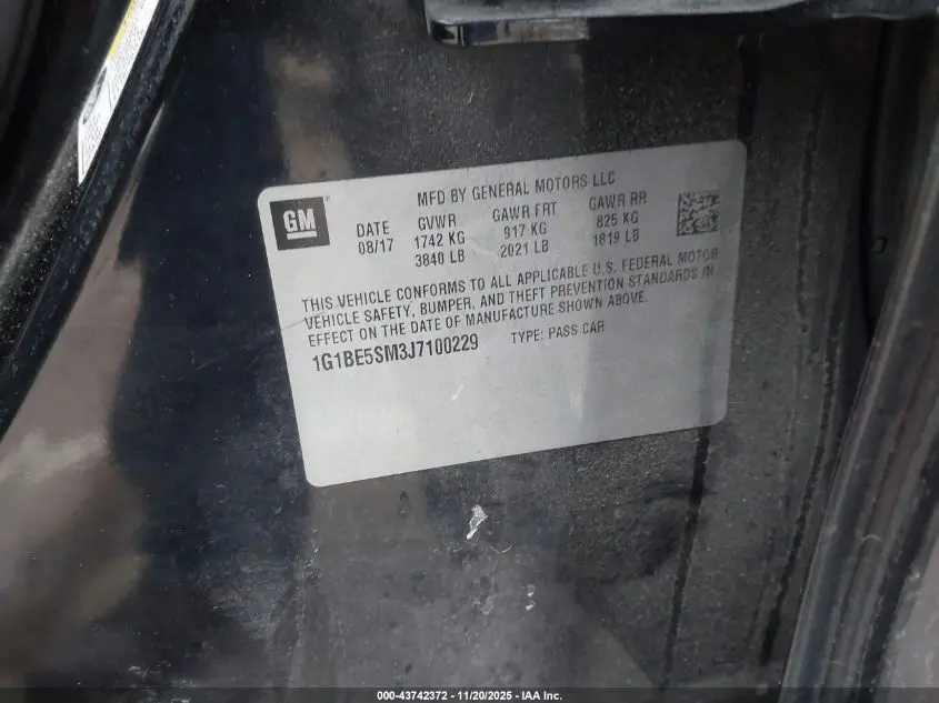 2018 CHEVROLET CRUZE LT AUTO