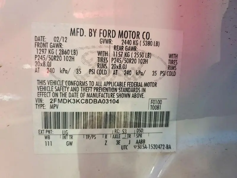 2013 FORD EDGE LIMITED  