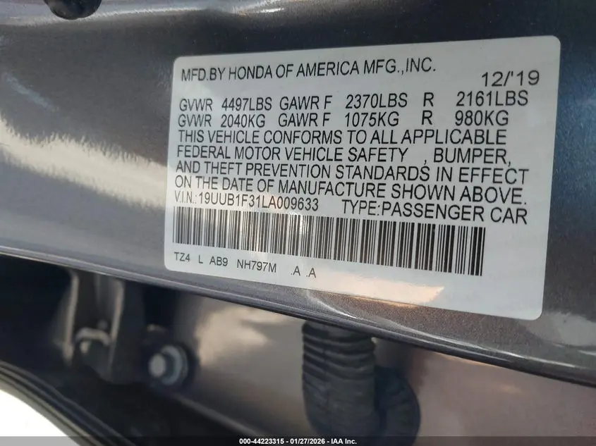 2020 ACURA TLX STANDARD