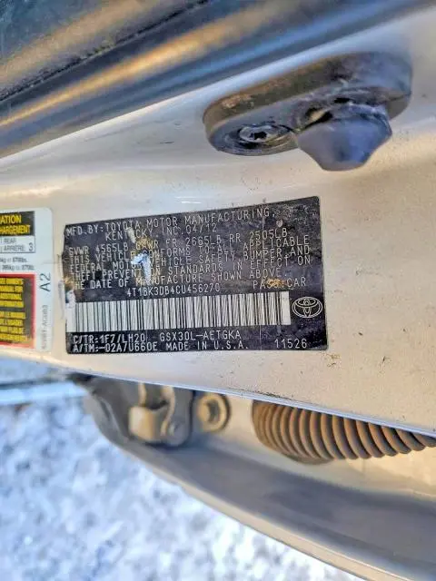 2012 TOYOTA AVALON BASE  